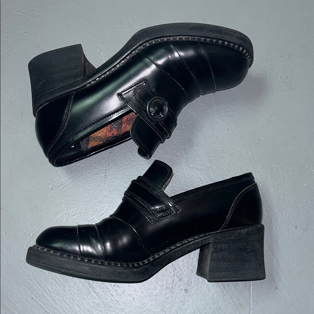 Black Y2K Chunky Heel Loafers
